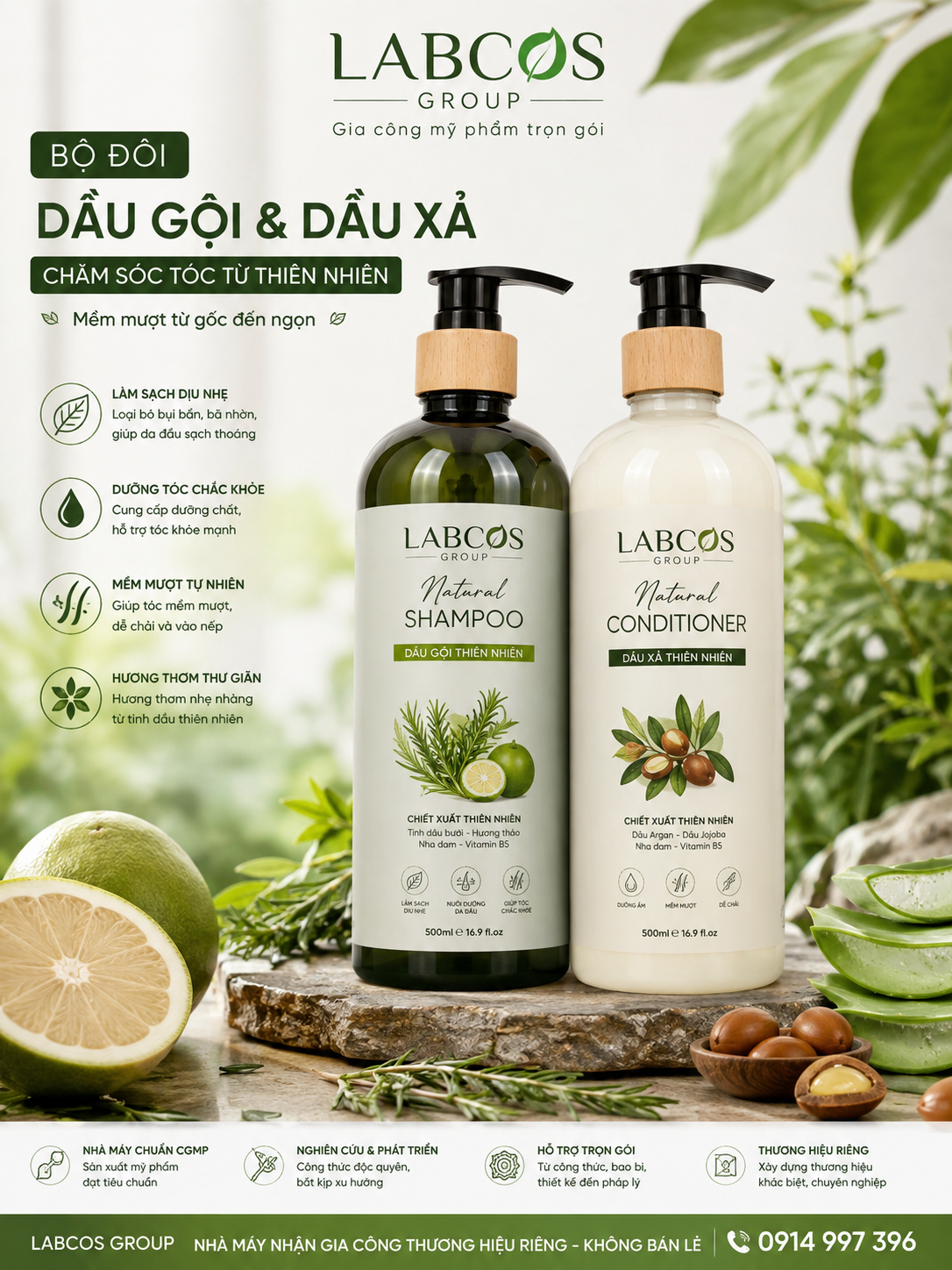 bộ đôi dầu gội và dầu xả từ thiên nhiên